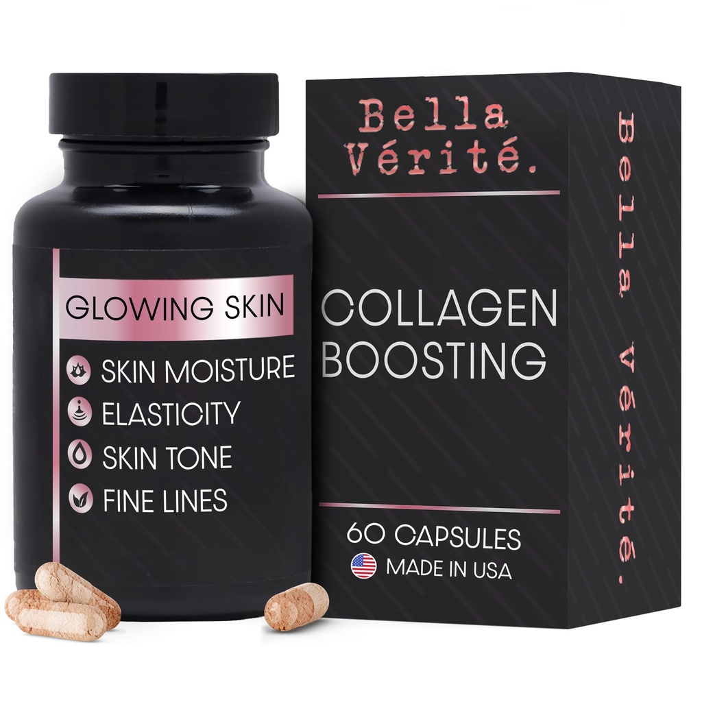 Bella Vérité Supplemento giornaliero di collagene per le donne e gli uomini - Vitamine essenziali per una giovane, Radiant Complexion & Salute complessiva - Supporto Glowing & Smooth Skin, Ridurre rughe & Dryness (60 capsule)