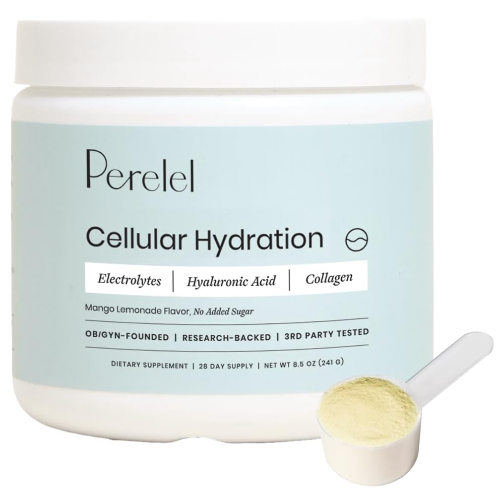 Polvere di idratazione di Perelel, Supplemento di elettrolita con acido di collagene & ialuronico, aroma di limonata di mango, soia e glutine libero, non OGM, senza aggiunta di zucchero, 28 porzioni