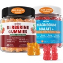 2Pack Berberine Supplemento Gummies 1500mg + 2Pack Magnesio Malato con CoQ10-100mg Gummies