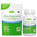 Triple Magnesium Complex 180 Compresse + Zinc Complex Vegan Bundle, Alto assorbimento Magnesio Chelato + 25mg Zinco Chelato Picolinate & Bisglycinate con Rame, di Igennus