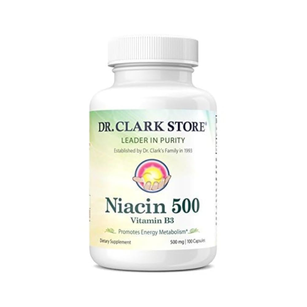 Dr. Clark Niacin 500 (Vitamin B3) Supplemento, 500mg, 100 capsule Gelatin