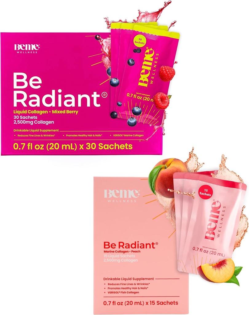 BeMe BeRadiant Peach & Berry Bundle - Liquid Collagen Drink Supplementi