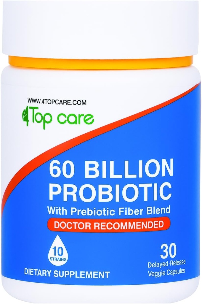 Probiotici 60 miliardi di CFU - 10 Strains + Prebiotici Organici - Immune, Digestivo & Salute Gut - Supporta costipazione occasionale, Diarrea, Gas & Bloating - per donne & uomini - 30ct