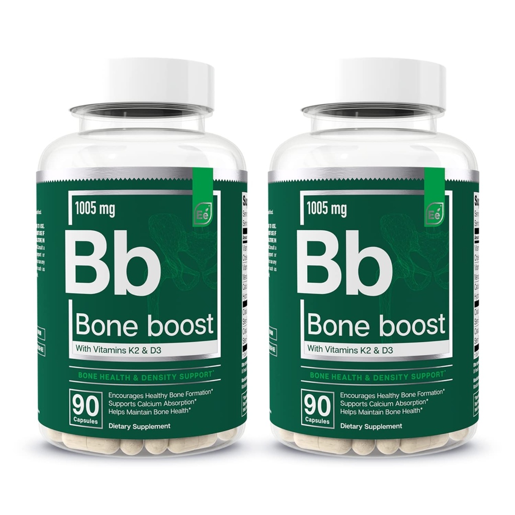 Elementi essenziali Bone Boost Bone Salute Supplemento - Bone Supporto e Calcium Supplemento con vitamina D 3, K2, Cissus Quadrangularis per Bone Forza - 180 capsule (60 giorni di alimentazione) (2-Pack)