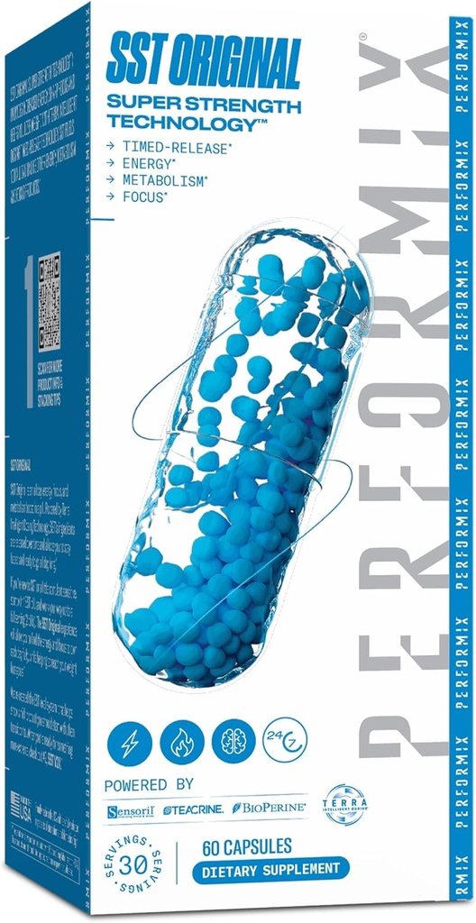 PERFORMIX - SST Original - Pre Workout - 250 mg Caffeina - Integratori Energetici - No Crash - Obiettivi Fitness - Nootropic - Timed-Release per tutti i giorni Focus, Mood & Energy Boost - Men & Women - 60 Capsule