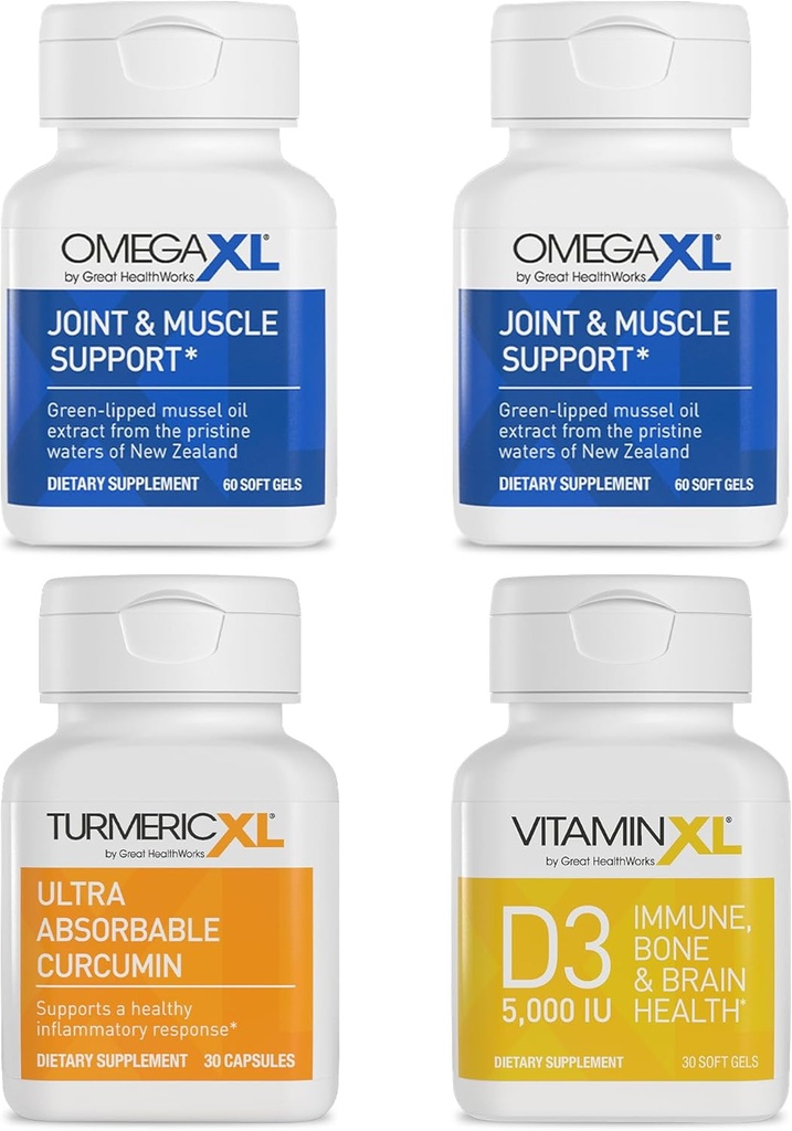 OmegaXL Immune Supporting Bundle - (2) 60 Conte + TurmericXL + VitaminXL D3 - per sostenere la salute immunitaria ottimale (Pack of 4)