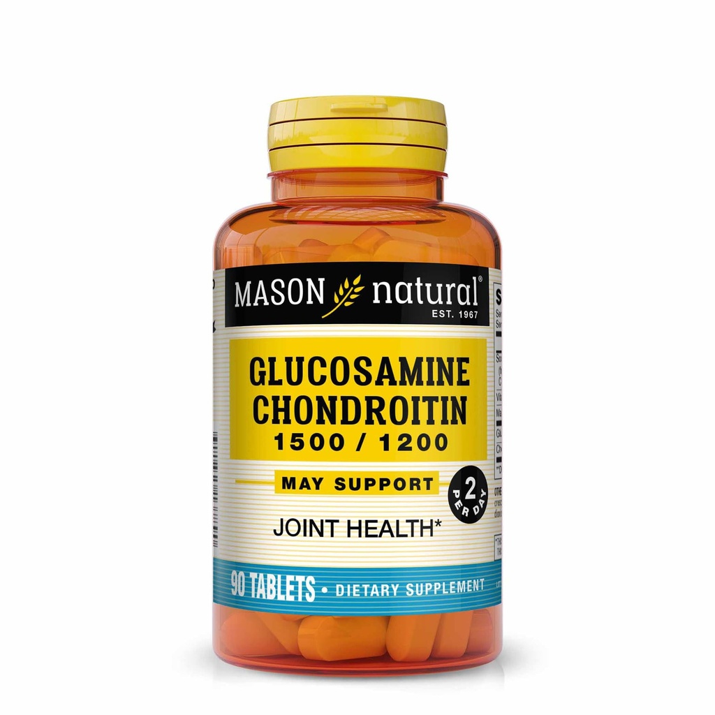 MASON Glucosamina NATURAL Chondroitin 1500/1200 2 al giorno con vitamina C - Supporta la salute comune, la flessibilità migliorata e la mobilità*, 90 capsule