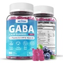 GABA Gummies 500 mg - Gummie calma senza zucchero con L Theanine, 5-HTP, Vitamine D3, B12, Ashwagandha, Melatonin-Free per il cervello Calma, Mood, Zzz Better, GABA Supplemento per adulti, Blueberry Flavor, 1Pack