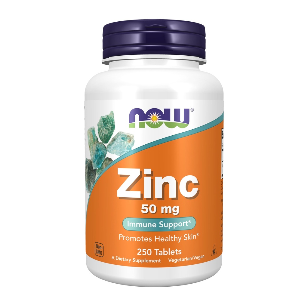 NOW Integratori alimentari, Zinco (Zinc Gluconate) 50 mg, Supporta funzioni enzime*, Supporto immunitario*, 250 compresse