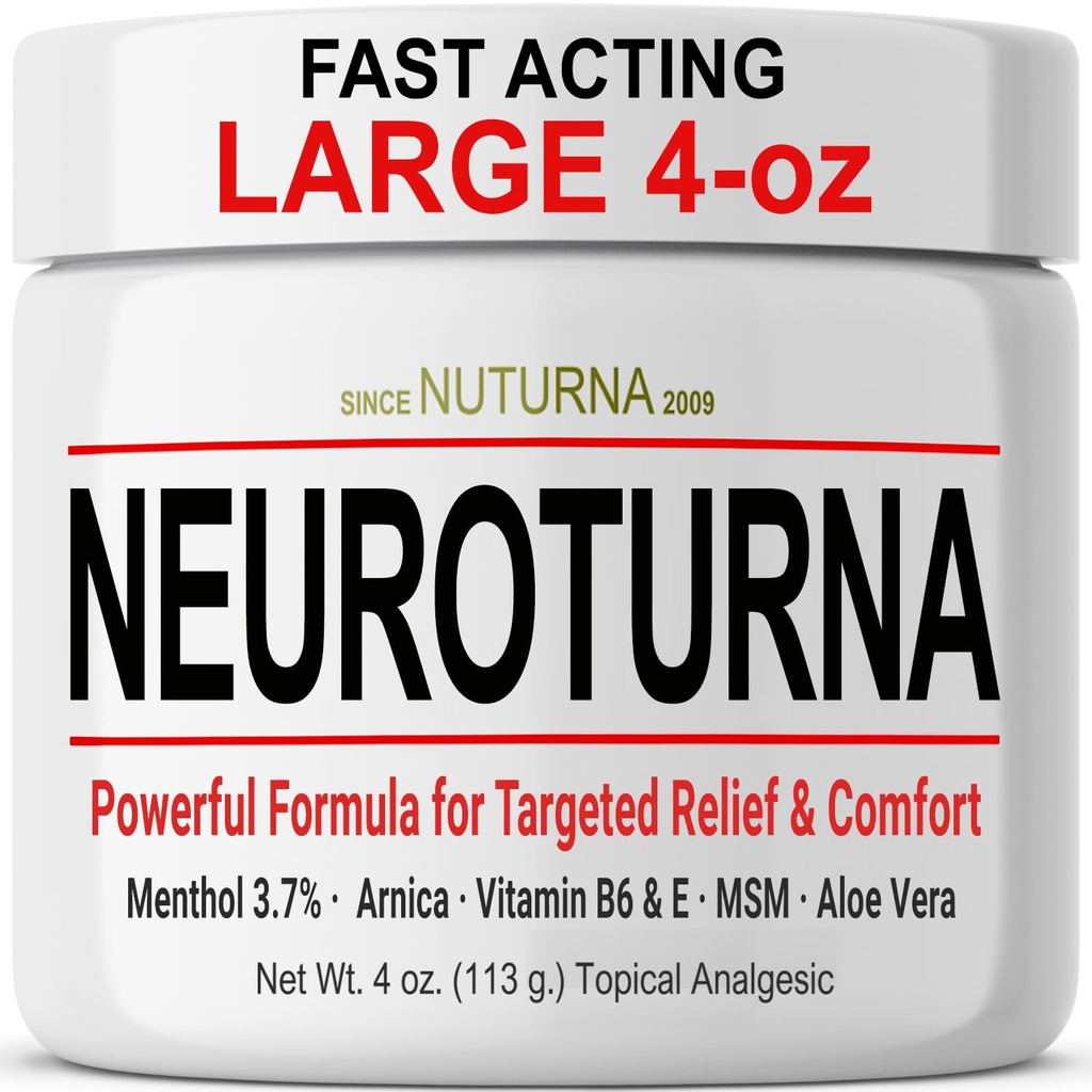 Neuropathy Nerve Relief Cream - Veloce agisce Max Rilievo per le mani dei piedi Gambe Toes Back - Ultra Strength Menthol Arnica Aloe Vera MSM, Soothing Natural Nerve Comfort Relief, Paraben-Free 4 Oz