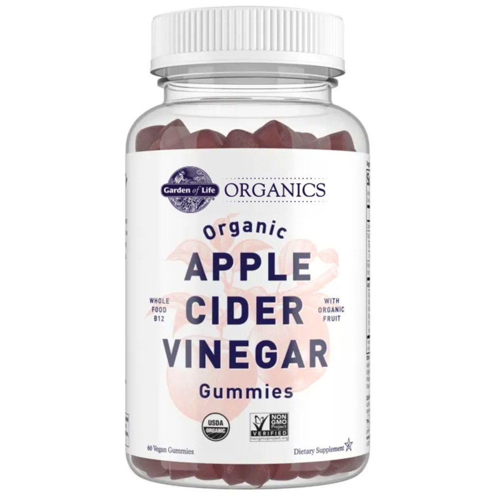 Giardino della vita Aceto di Mela Sidro Gummies USDA Organic ACV Gummy Vitamine fatte con Frutta Reale Miscela, Intera Vitamina B12 - Vegan, Senza Glutine, Non OGM, Kosher - 60 Gummie
