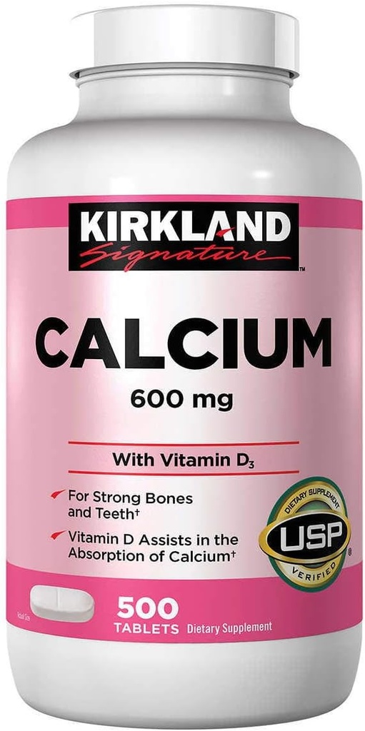 Kirkland Signature Calcium 600 mg. con Vitamina D3, 500 compresse (2 Confezione)