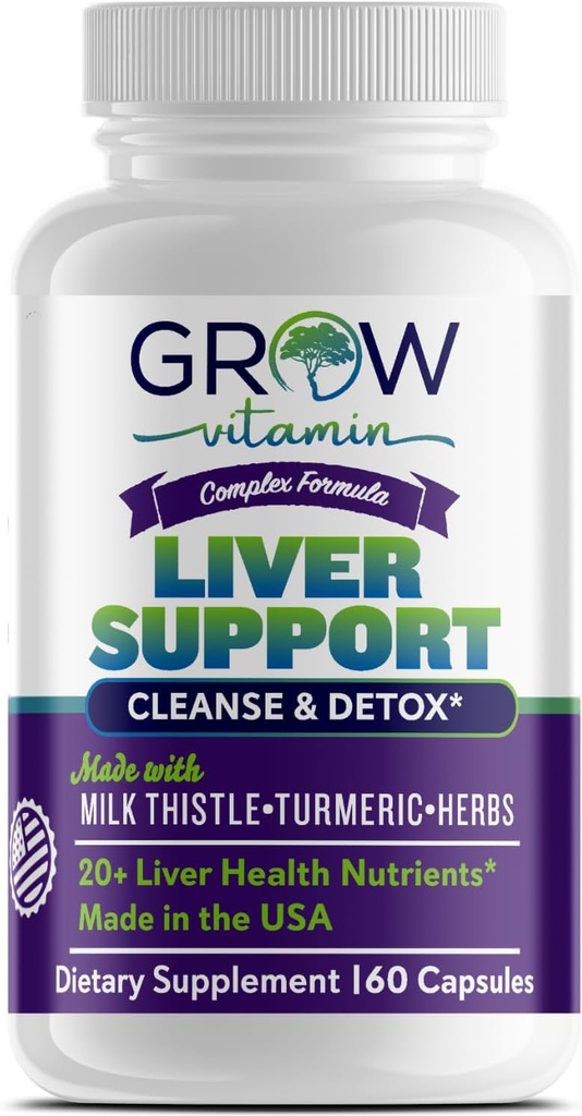 Crescere la vitamina Liver Cleanse Detox Capsule w/Unique Blend of Milk Thistle, Artichoke & Dandelion Extract - Integratore Liver Include Turmeric, Beetroot & Choline - 60 Capsule