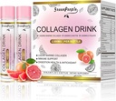 GREENPEOPLE Collage liquido per le donne e gli uomini, 2500mg Peptidi di collagene di pesce + Acido ialuronico + Vitamina Bs & C, Giunti per unghie della pelle dei capelli Supporto delle ossa (0.85 fl oz, 10 bottiglie, pompelmo)