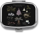 Metallo 2 Compartment Pill Organizer Travel Friendly Portable Compact Pill Box Cute Pill Case per tenere Vitamine, Olio di Fish,Supplements,Meds,Tablet for Purse,Pocket. (Poisonous Plants)