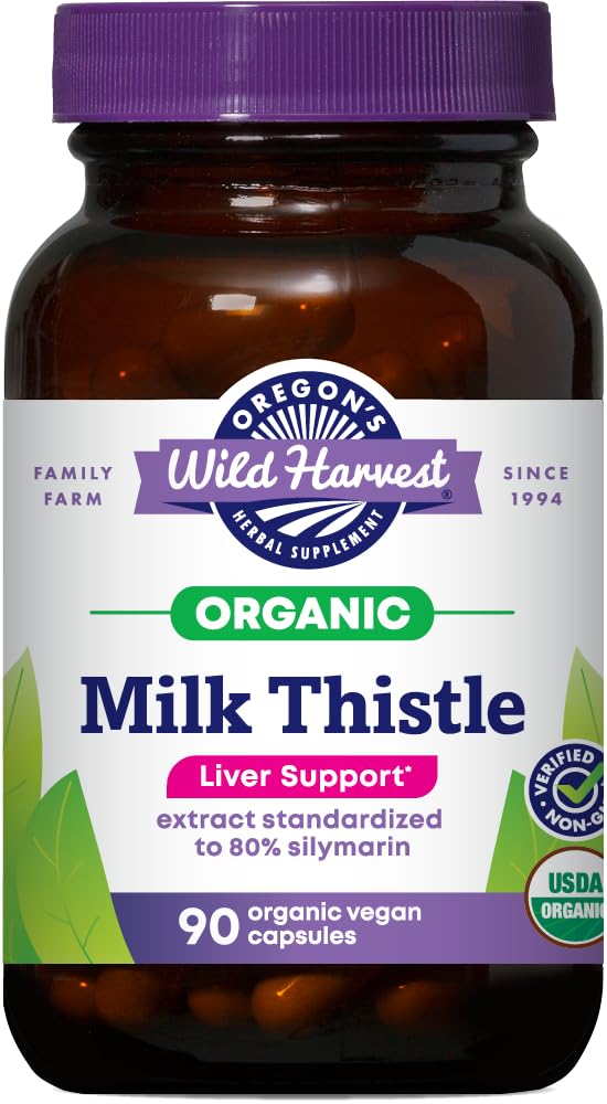 L'Oregon's Wild Harvest Certified Organic Milk Thistle USDA Certified Organic Herbal Supplement, 90 Count