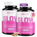 GOBIOTIX Hair Skin and Nails Vitamin Supplement - 10000mcg Pillole Biotina con Acido Ialuronico, Folate, Ferro, Magnesio e Zinco - Produzione di collagene, Crescita dei capelli - 60 Serve