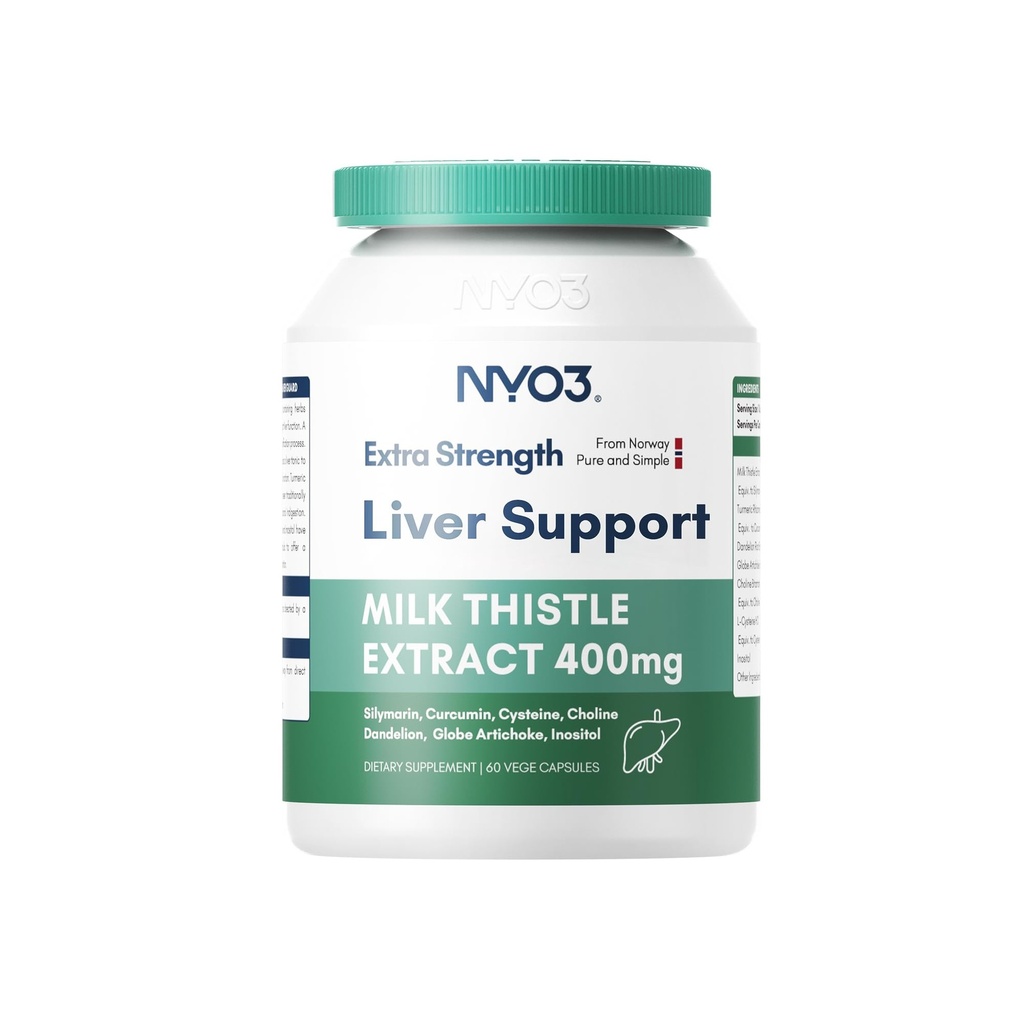 NYO3 28000mg Latte Thistle 70:1 Estrarre 400mg con curcumina e carciofo, 83% Silymarin, 60 giorni di alimentazione, supplemento di erbe per la pulizia del fegato Detox & riparazione, supporto antiossidante, non OGM