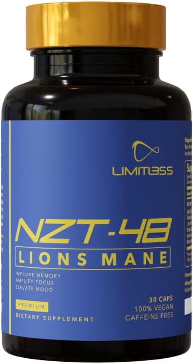 NZT-48 Booster del cervello Premium - Leoni Mane Supplementi - Nootropic Brain Supplements for Memory and Focus - Pillole del cervello - Natural Energy - Caffeina Free, Phosphatidylserine, 30 Servings
