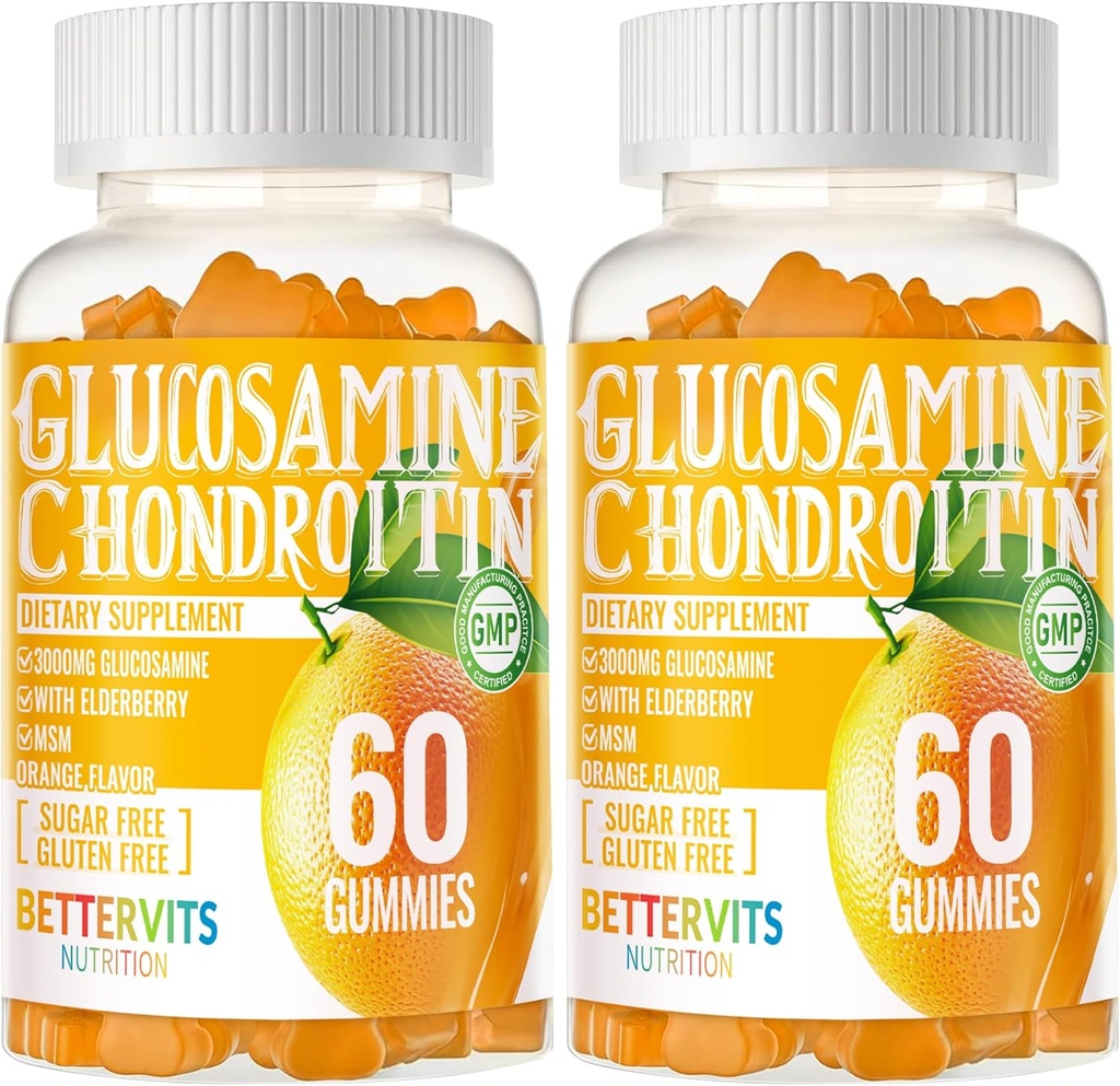 Glucosamina Condroitin Gummies con MSM & Elderberry Extra Strength - Supporto congiunto, Antiossidante Integratore di Supporto Immune per Adulti, Uomini & Donne120