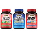 10 in 1 Magnesio Complesso & Supplemento Ferro, 65 mg di ferro di ferro con 250 mg di vitamina C & 5 in 1 complesso di ferro