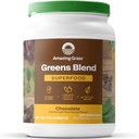 Stupefacente erba verde Superfood Polvere: Greens polvere con enzimi digestivi & probiotici, Spirulina organica, clorella, e barbabietola radice polvere, cioccolato, 100 porzioni