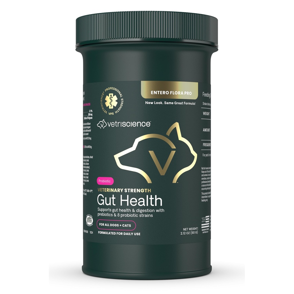 VetriScience Veterinary Strength Gut Health Powder - Gut Health Supplement per gli animali - Supporto per l'immunità - Pet-Friendly Probiotic Powder - Tasteless & Odorless - 60 Serve