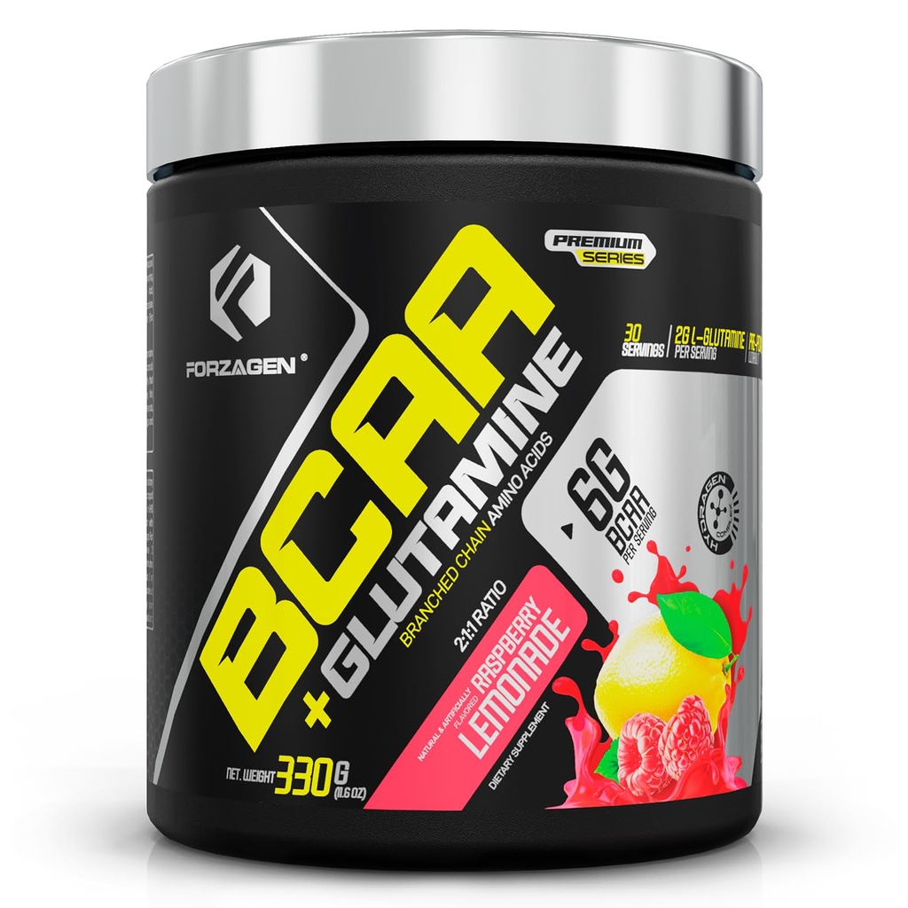 Polvere degli aminoacidi di Forzagen BCAAS con la polvere di BCAA della glutammina, gli aminoacidi della catena ramificata integra la polvere, BCAA Lean Energy Pre Workout - polvere di recupero del muscolo di allenamento post, 30 Servings