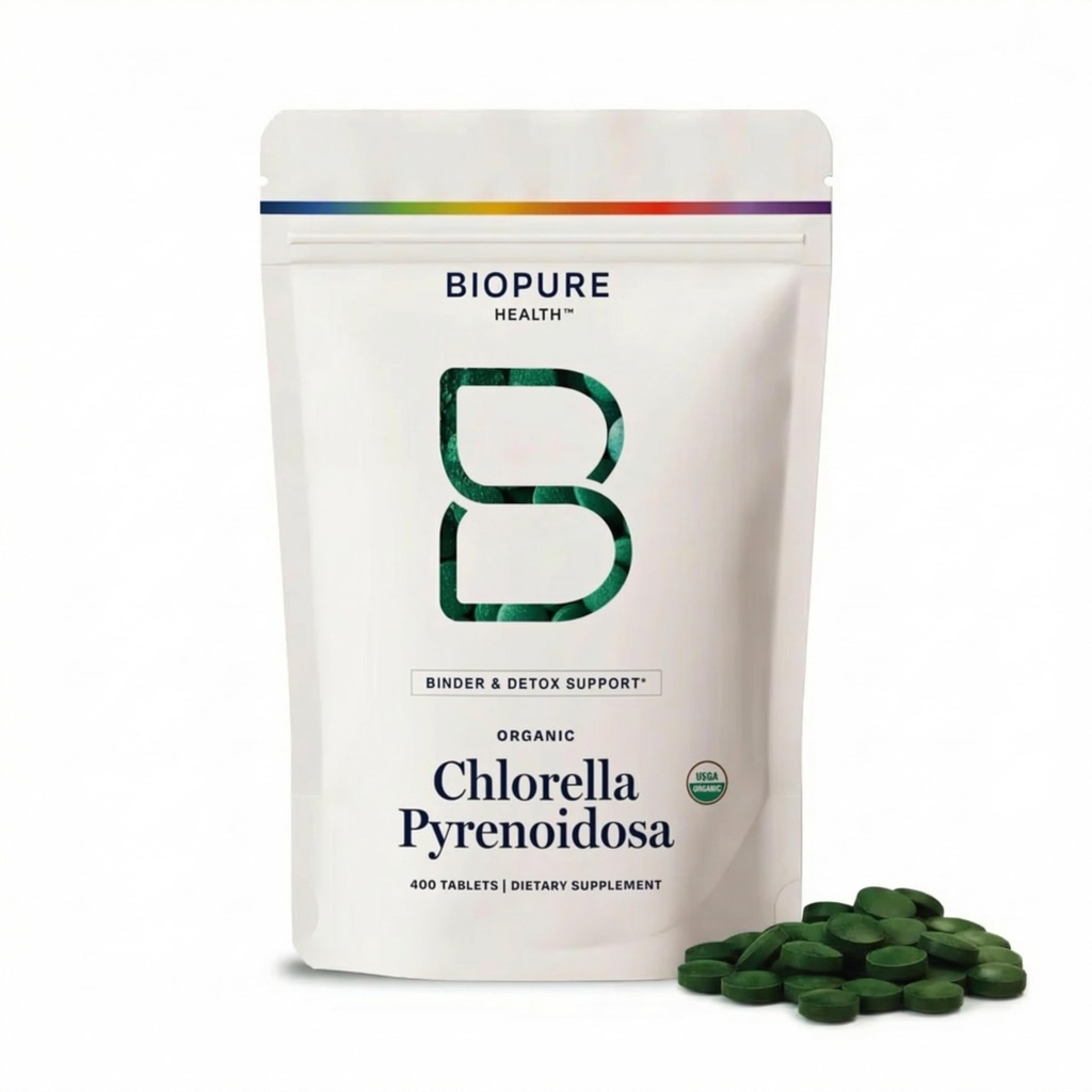 BioPure Chlorella Pyrenoidosa – 100% Organico, Cracked-Cell Wall, Superfood Nutraceutico Confezionato con Proteine, Vitamine, Minerali e Aminoacidi che Supporta Metabolismo, Detox & Immunity – 400 Tablet