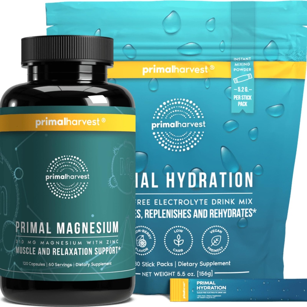 Integratori del complesso di idratazione della polvere e del magnesio per gli uomini di primal Harvest, Bundle