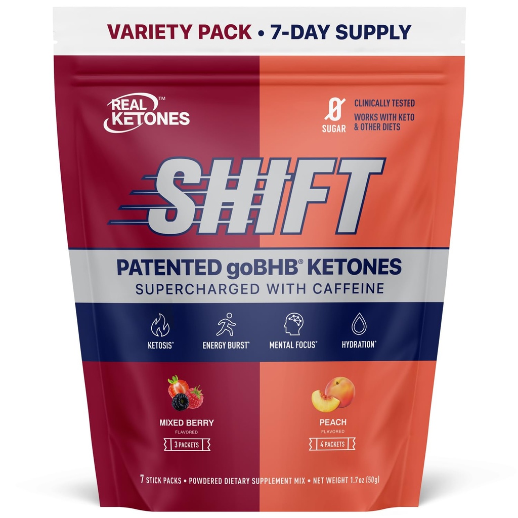 BHB chetoni esogeni Bere Miscela Pacchetti Keto Electrolytes senza zucchero con 4 elettroliti Principali Più Idratazione brevettata Keto BHB - 7 Conta Peach, bacche miste