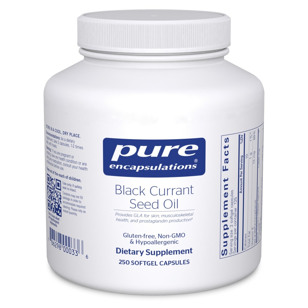 Pure Encapsulations Black Currant Seed Oil | Integratore alimentare anallergico | 250 capsule Softgel