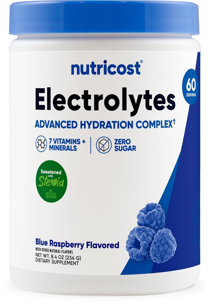 Nutricost Electrolyte Complex Powder (60 Serve, Blue Raspberry) - Integratore di idratazione Miscela di bevanda con vitamine e minerali