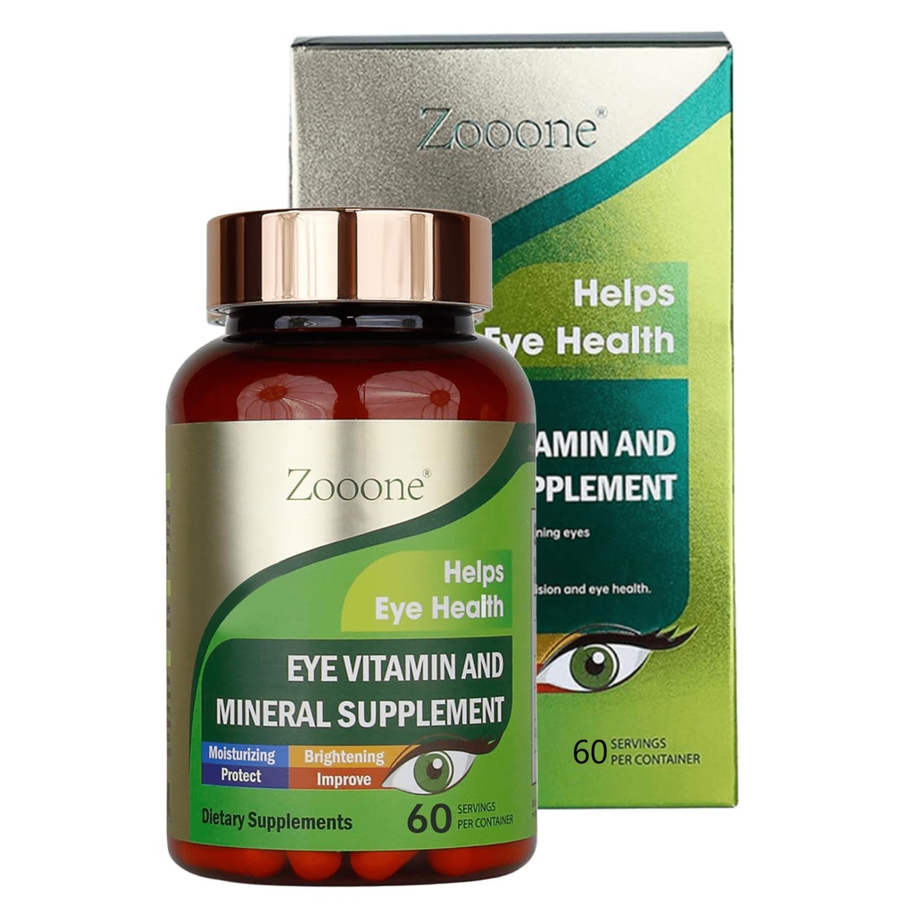 zooone- 60pcs Lutein occhio Vitamine Supplemento nutrizionale per la salute maculare & Dry Eye Support, Contiene Lutein, Zinco, Vitamine C/E & Zeaxantina