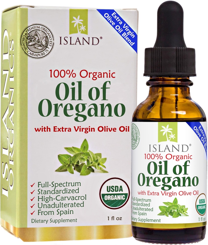 Olio di Origano Gocce liquide organiche (1 fl oz) - Miscela di Olio d'Oregano Biologico & Olio d'oliva, Crescita in Spagna