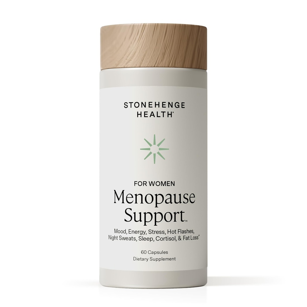 Stonehenge Health for Women Menopause Support for Peri + Menopause + Post - Mood, Energy, Stress, Hot Flashes, Night Sweats, Sleep & Cortisol, Chromax Chromium, Vitamin D3, KSM-66 Ashwagandha