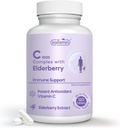 Vitamina C 1000mg con Rose HIPS + Sambucus Elderberry - C1000 supplemento dietetico complesso per il supporto immunitario e il supporto antiossidante - 120 compresse per fino a 120 giorni (120 conteggio)