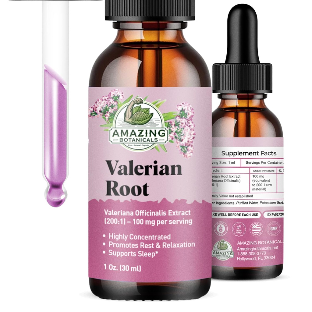 Gocce di radice di valeriana per il sonno - Estratto di tintura di radice biologica 3000mg - per il relax e la calma - 1 FL OZ, 30 Serve