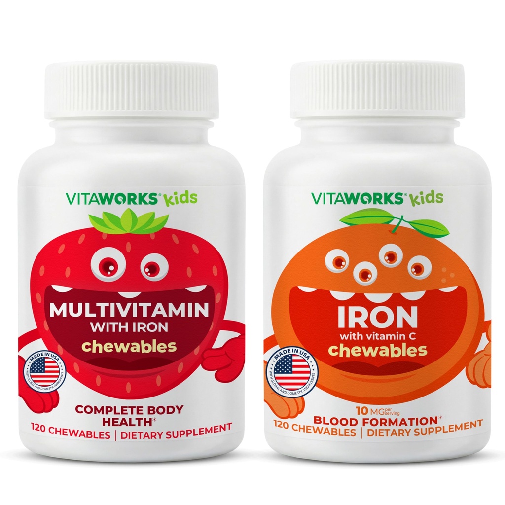 Bambini Multivitaminici Chewables + Ferro 10mg + Vitamina C Chewables Bundle