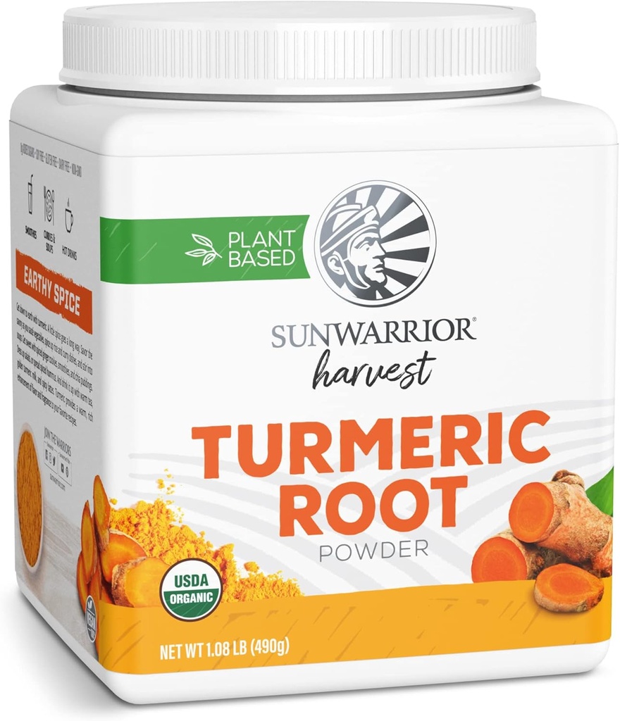 Polvere di radice di curcuma turrica organica del sole | Polvere pura di superfood cruda per cuocere Smoothies e curry | USDA non OGM 490g vasca (70 SRV)
