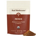 Real Mushrooms Reishi Mushroom Powder - Estratti di funghi biologici a mano - Red Reishi per il benessere quotidiano tranquillo con Beta Verified Glucans Vegan, Non OGM, Nessun riempitivo di cereali, 45 Servings