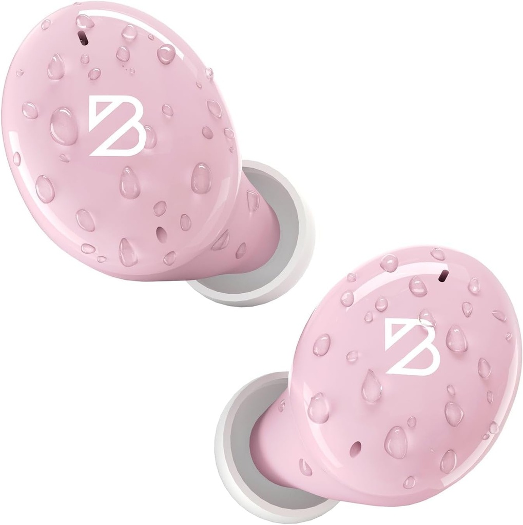 Posteriore Bay Audio Tempo 30 Wireless Earbuds for Small Ears - Suono vincitore del premio, Auricolari Bluetooth a prova di sudore, Comodi auricolari per le donne, Auricolari rosa Piccoli canali dell'orecchio, Cuffie a batteria lunghe