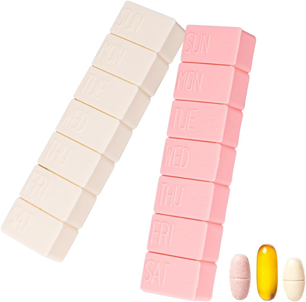 sanderala 2Pack organizzatore settimanale di pillole,Extra Large 7 giorni Pill Cases Travel Daily Pill Box per olio di pesce, compresse di calcio Supplementi e altre pillole di vitamina