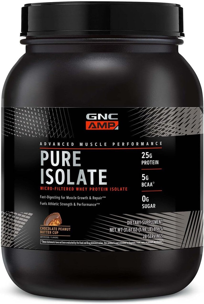 GNC AMP Pure Isolate Whey Protein - Chocolate Peanut Butter Cup (28 Serve)