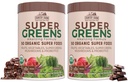 FARMS Super Greens Chocolate Flavor, 50 Super Food Organici, USDA Organic Drink Mix, Frutta, Verdura, Super Greens, Funghi e Probiotici, Supporti Energia, 40 Serve, 10.6 Oz, 2 Pack