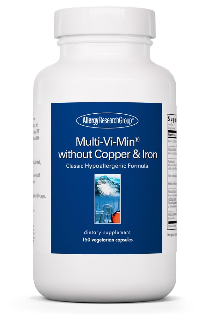 Gruppo di Ricerca Allergia Multi-Vi-Min Senza Rame & Ferro - Multivitamina per Uomini & Donne, Complesso Minerale, Nutrienti attivi, con Iodina - 150 Conte
