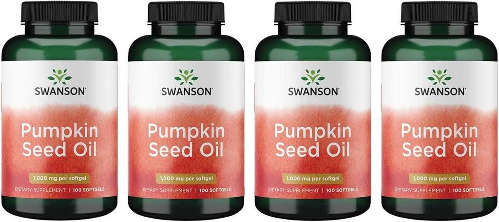 Olio di semi di zucca Swanson - EFA ad alta biodisponibile - (100 capsule di softgel, 1000 mg ogni) 4 confezione