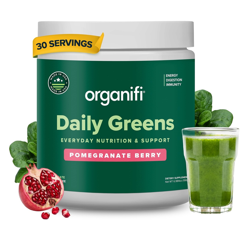 Organifi Daily Greens - Nutrizione e supporto di tutti i giorni - Polvere verde per energia, digestione e immunità, 30 Serve