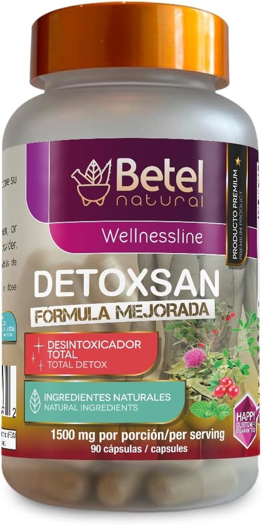 Betel Natural Detoxsan Capsule Total Detox Cleanse Liver sano e Colon - 1500 mg per Serving