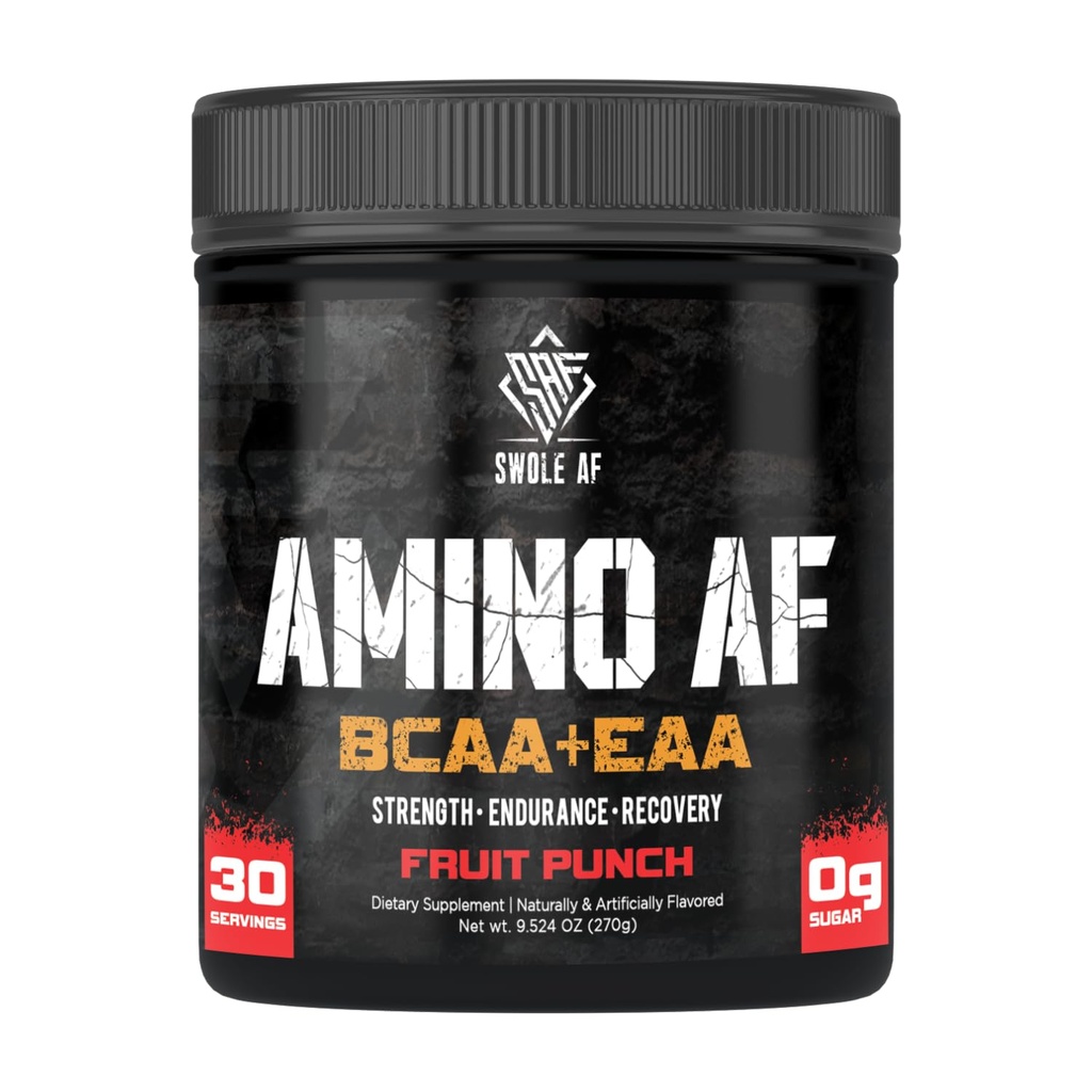 Swole AF | Amino AF BCAA + EAA | Aminoacidi essenziali per il guadagno muscolare Endurance & Recovery | Integratore alimentare per il metabolismo avanzato del mood